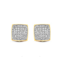 10k Gold Diamond Square Earrings 9mm .16CT
