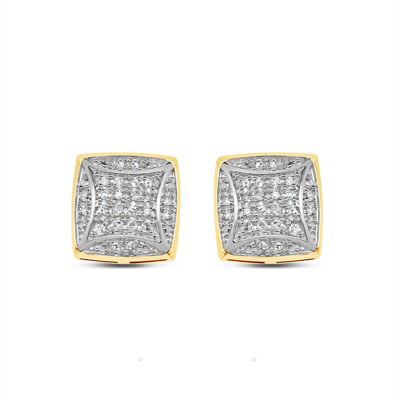 10k Gold Diamond Square Earrings 9mm .16CT
