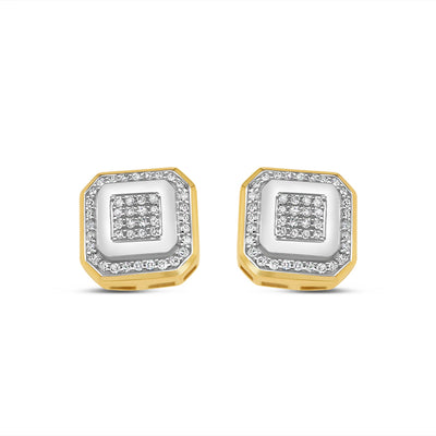 10k Gold Diamond Square Earrings 10.5mm .29CT