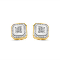 10k Gold Diamond Square Earrings 10.5mm .29CT