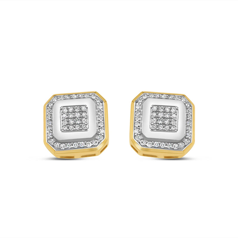 10k Gold Diamond Square Earrings 10.5mm .29CT