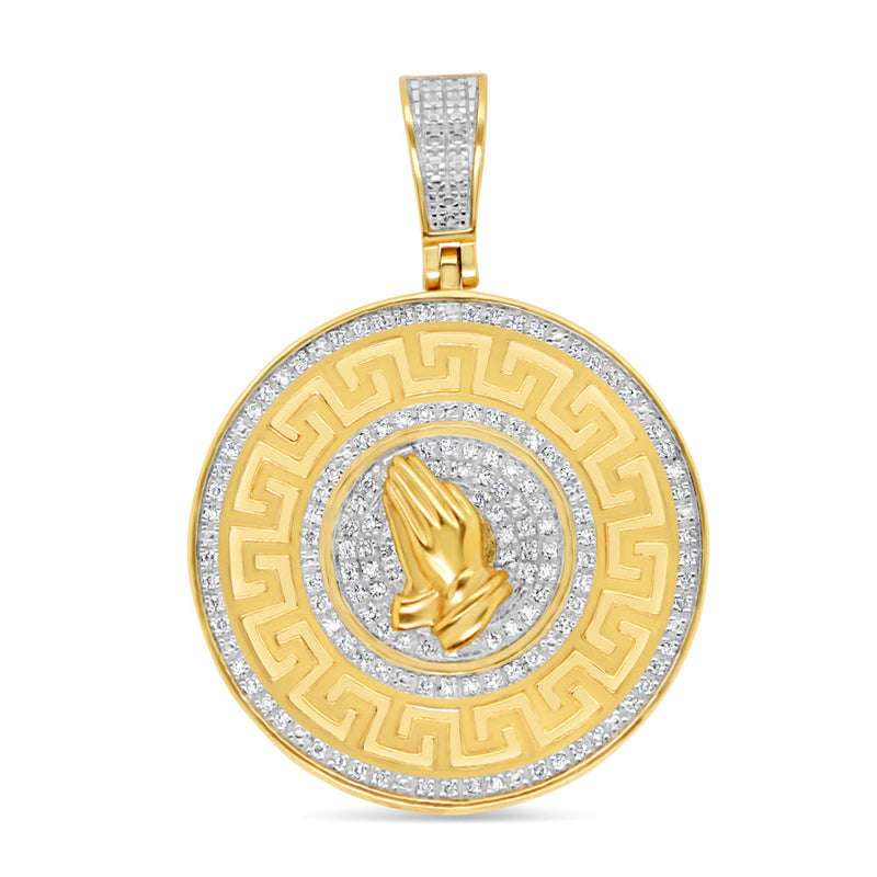 Versace Prayer - Yellow Gold Diamond Pendant | 0.50CTW | 10K | 25.8MM