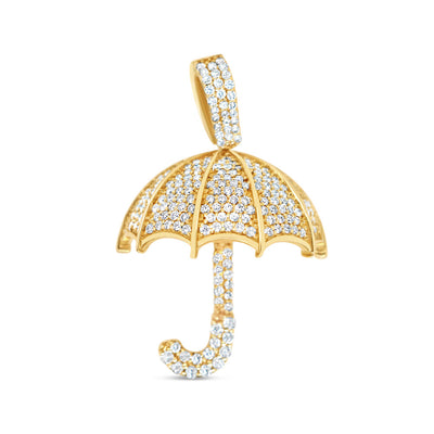 Small Umbrella - Yellow Solid Gold Diamond Pendant | 0.45CTW | 14K | 17MM