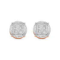 Gold Baguette and Round Diamond Round Earrings | Rose Gold 14K | 0.48CT | 10MM