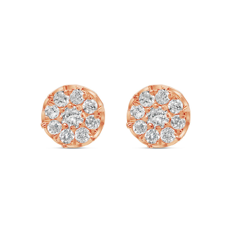 Gold Diamond Round Earrings | Yellow Gold 14K | 1.05CT | 9MM
