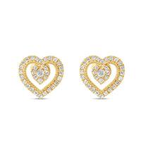 Gold Diamond Heart Earrings | Yellow Gold 14K | 0.29CT | 10.1MM