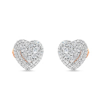 Gold Diamond Heart Earrings | Tri-Color Available| 14K | 1.00CT | 11.2MM