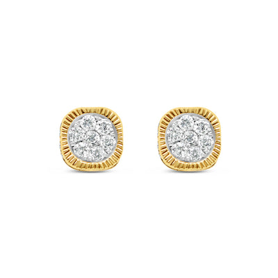 14K Yellow Gold | Diamond Cube Earrings | 1.00CTW | 6.70MM