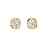 14K Yellow Gold | Diamond Cube Earrings | 1.00CTW | 6.70MM