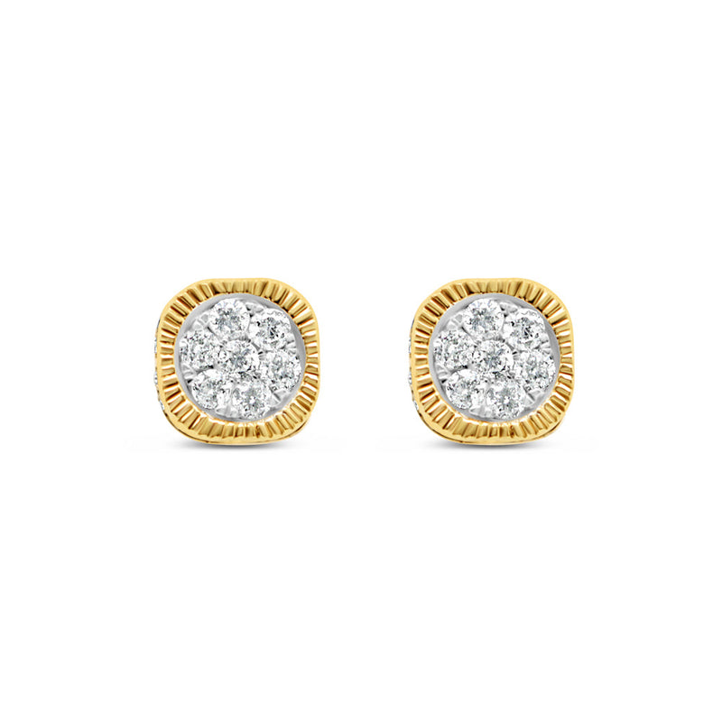 14K Yellow Gold | Diamond Cube Earrings | 1.00CTW | 6.70MM
