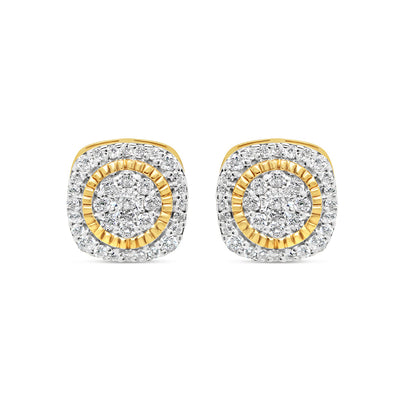 14K Yellow Gold | Diamond Square Earrings | 1.00CTW | 10.08MM
