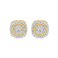 14K Yellow Gold | Diamond Square Earrings | 1.00CTW | 10.08MM