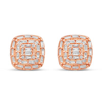 14K Rose Gold | Baguette Diamond Square Earrings | 0.65CTW | 12.59MM