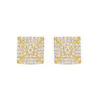 14K Yellow Gold | Diamond Square Earrings | 1.30CTW | 11.07MM
