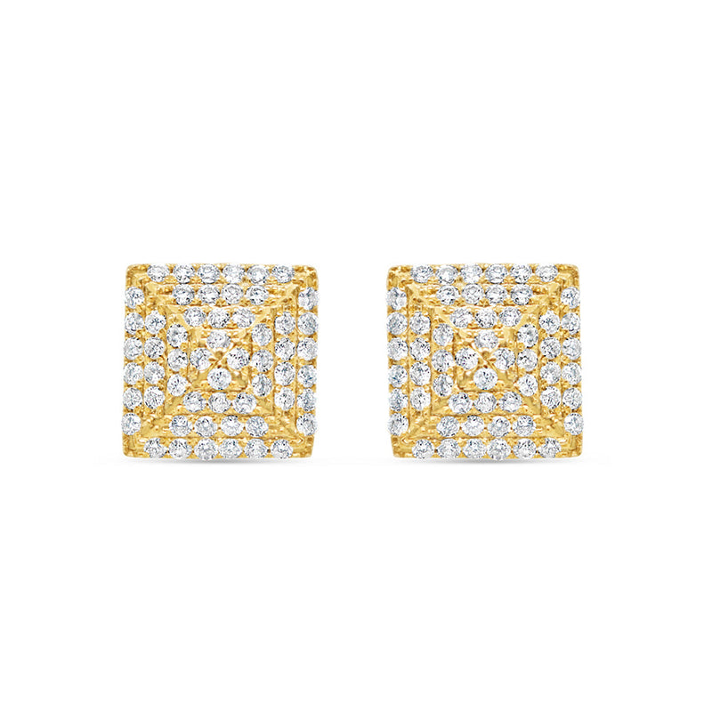 14K Yellow Gold | Diamond Square Earrings | 1.30CTW | 11.07MM