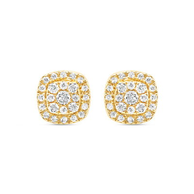 14K Yellow Gold | Diamond Square Earrings | 0.24CTW | 5.7MM