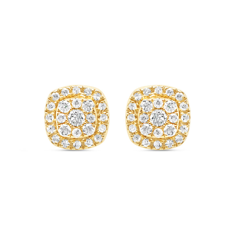 14K Yellow Gold | Diamond Square Earrings | 0.24CTW | 5.7MM