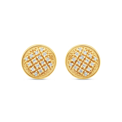10K Yellow Gold | Diamond Full Yellow Earrings | 0.10CTW | 7.60MM