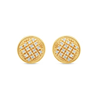 10K Yellow Gold | Diamond Full Yellow Earrings | 0.10CTW | 7.60MM