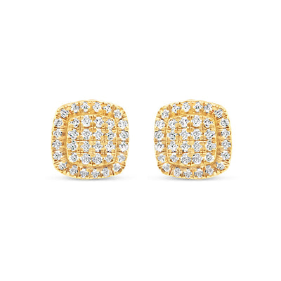14K Yellow Gold | Diamond Square  Earrings | 0.50 CTW | 7.00MM