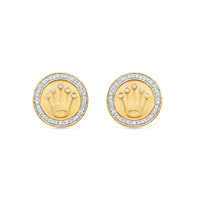 10K Yellow Gold | Diamond Rolex Earrings | 0.30CTW | 14MM