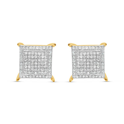 10K Yellow Gold | Diamonds Square Box Earrings | 0.55CTW | 10.33MM