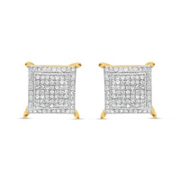 10K Yellow Gold | Diamonds Square Box Earrings | 0.55CTW | 10.33MM