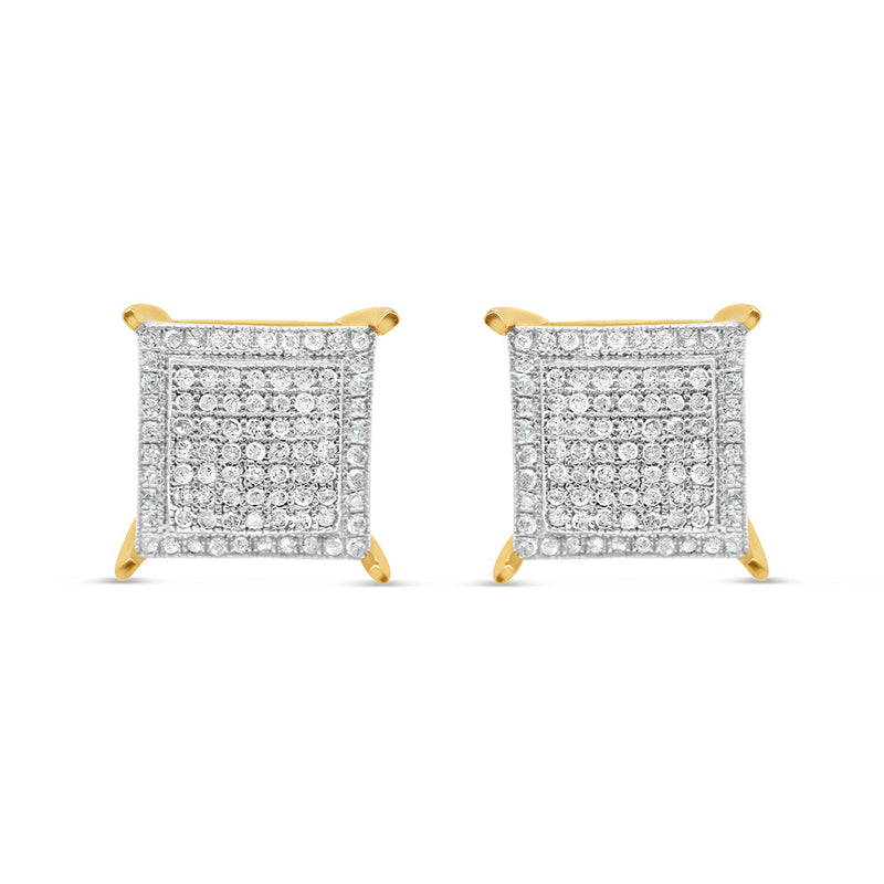 10K Yellow Gold | Diamonds Square Box Earrings | 0.55CTW | 10.33MM