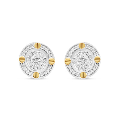 10K Yellow Gold | Diamonds Round Pyramid Earrings | 0.28CTW | 9.63MM