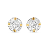 10K Yellow Gold | Diamonds Round Pyramid Earrings | 0.28CTW | 9.63MM