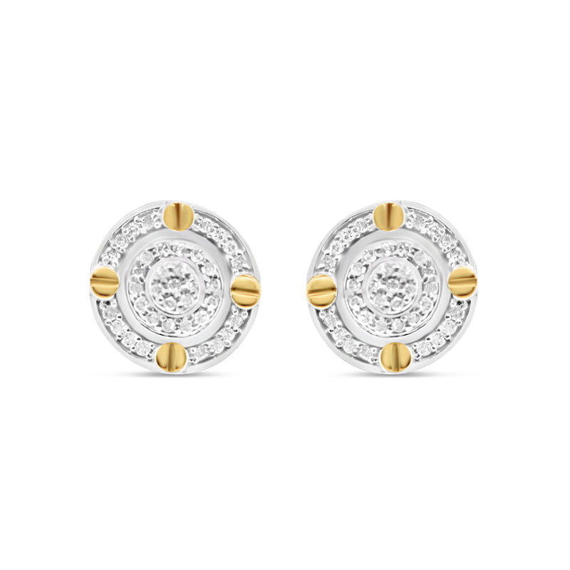 10K Yellow Gold | Diamonds Round Pyramid Earrings | 0.28CTW | 9.63MM