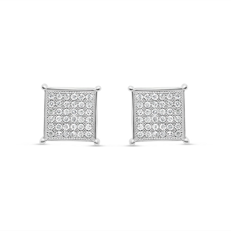 10K Yellow Gold | Diamond Square Earrings | 0.33CTW | 8.22MM