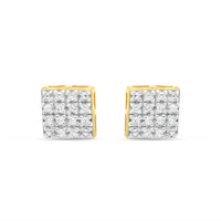 10K Yellow Gold | Diamond Square Earrings | 0.09CTW | 6.22MM