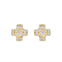 10K Yellow Gold | Diamond Square  Earrings | 0.50 CTW | 7.71MM