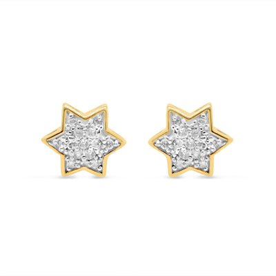 10K Yellow Gold | Diamond Star Earrings | 0.09CTW | 6.27MM