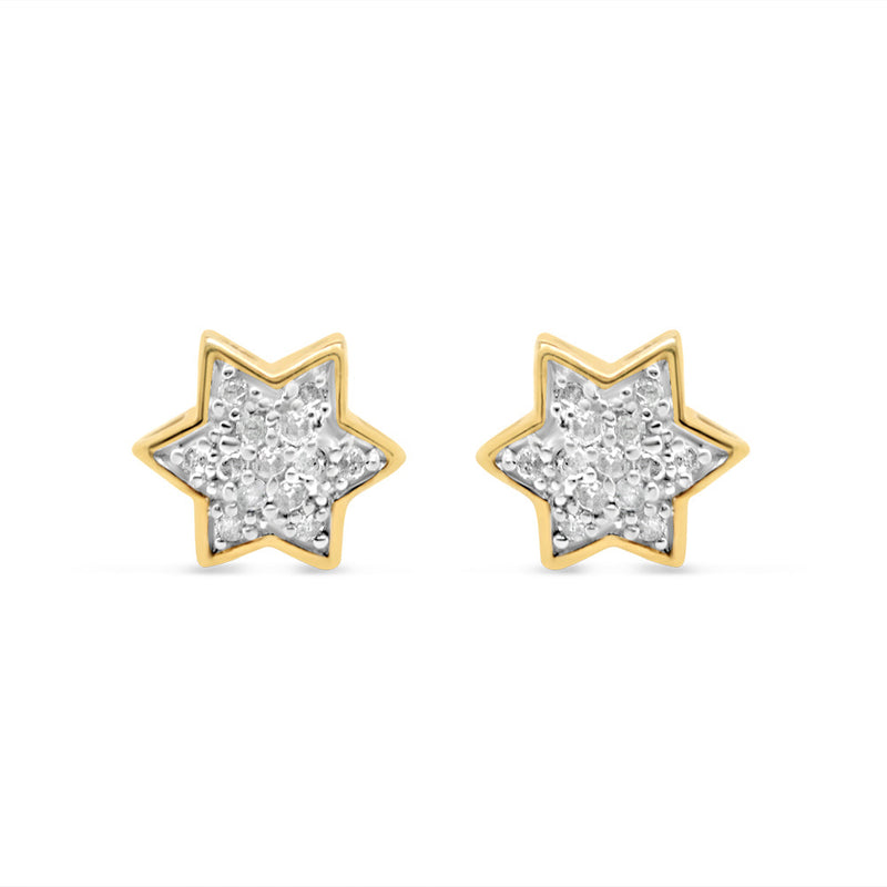 10K Yellow Gold | Diamond Star Earrings | 0.09CTW | 6.27MM