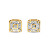 10K Yellow Gold | Diamond Square Earrings | 0.09CTW | 6.66MM