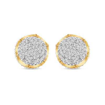 10k Gold Diamond 3-D Round Earrings 10.5mm 0.66 CTW