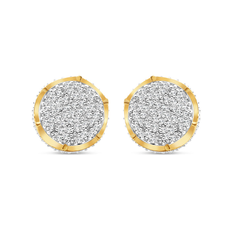 10k Gold Diamond 3-D Round Earrings 10.5mm 0.66 CTW