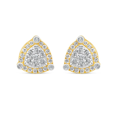 14k Gold Diamond Triangle  Earrings 9.5mm 0.66 CTW