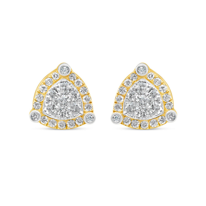 14k Gold Diamond Triangle  Earrings 9.5mm 0.66 CTW