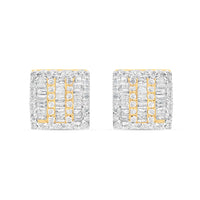 10k Gold Baguette Diamond Square Earrings 9mm .66CTW