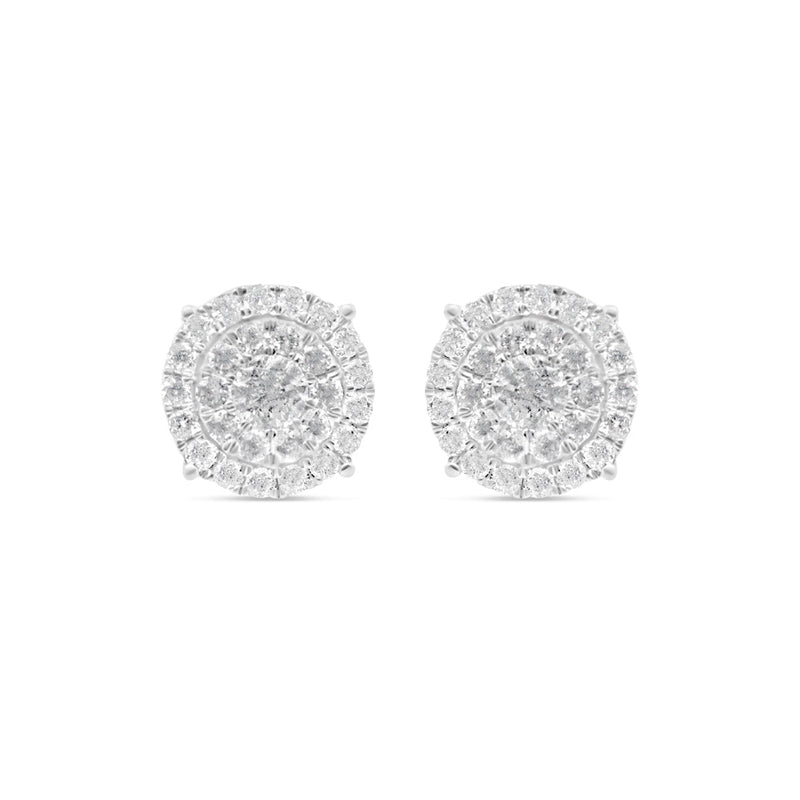 14k Gold Diamond Round Earrings 11mm 1.50CTW
