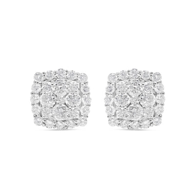 14k Gold Diamond Square Earrings 10mm 2.00CTW
