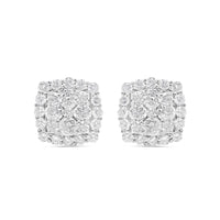 14k Gold Diamond Square Earrings 10mm 2.00CTW
