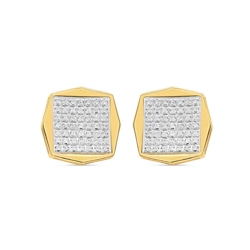 10k Gold Diamond Square Earrings 13mm 0.35CTW