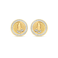 10k Gold Diamond Round Prayer  Earrings 13.5mm 0.35CTW
