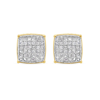 10k Gold Diamond 3-D Square  Earrings 8mm 0.46CTW