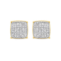 10k Gold Diamond 3-D Square  Earrings 8mm 0.46CTW