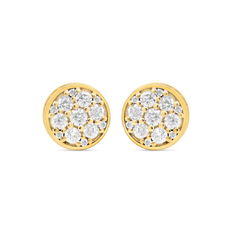 14k Gold Diamond 3-D Round Earrings 9mm 1.00CTW